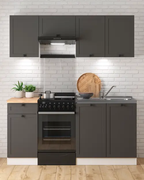 Conjunto de cocina Junona Line 170 cm grafito con encimera
