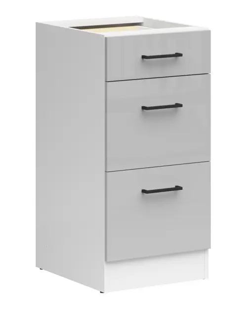 Armario de cocina inferior Junona Line 40 cm con cajones gris claro brillo