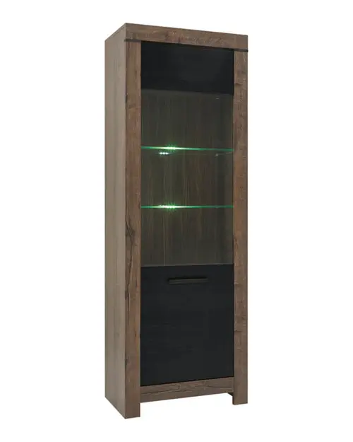 Vitrina Balin 68 cm con puertas roble monastery/roble negro