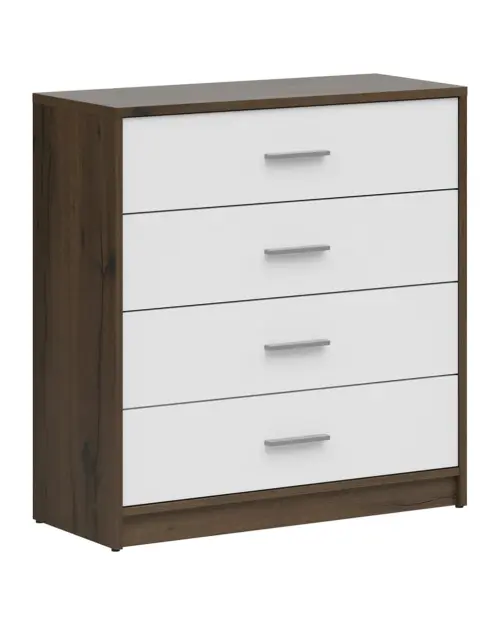 Cómoda Nepo Plus 80 cm con 4 cajones roble noble/blanco