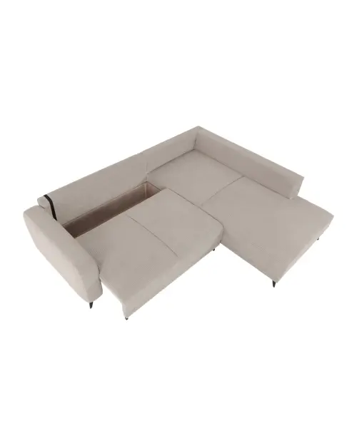 Universal corner sofa bed Martinez with storage corduroy ecru