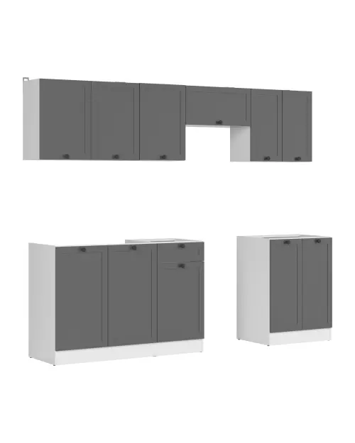 Conjunto de cocina Junona Line 240 cm grafito sin encimera