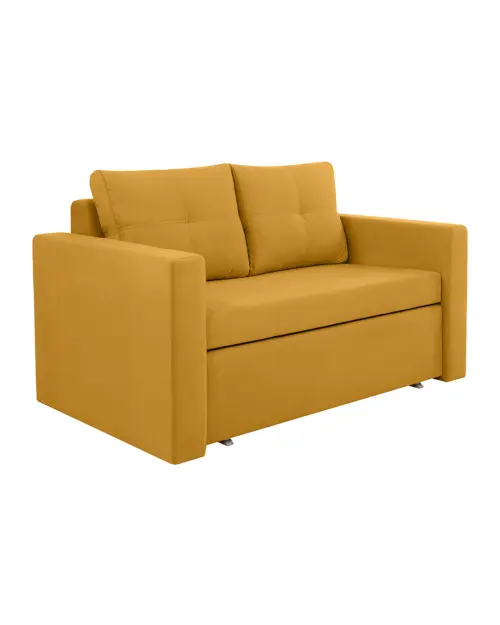 Two-seater sofa bed Bunio III with storage yellow
