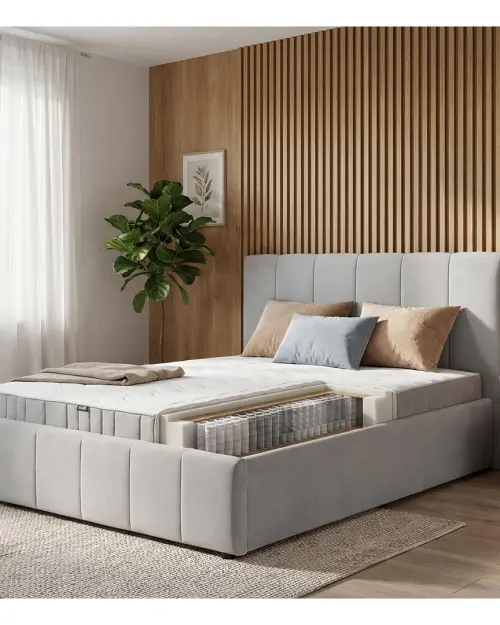 Cama tapizada Lones 160x200 gris