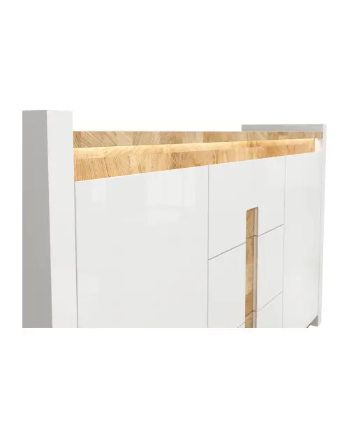 Cómoda Alameda 172 cm con 2 puertas y 3 cajones roble westminster/blanco brillo