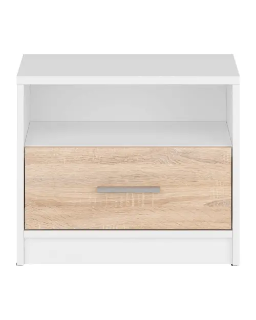 Mesita de noche Nepo Plus 49 cm con cajón blanco/roble sonoma