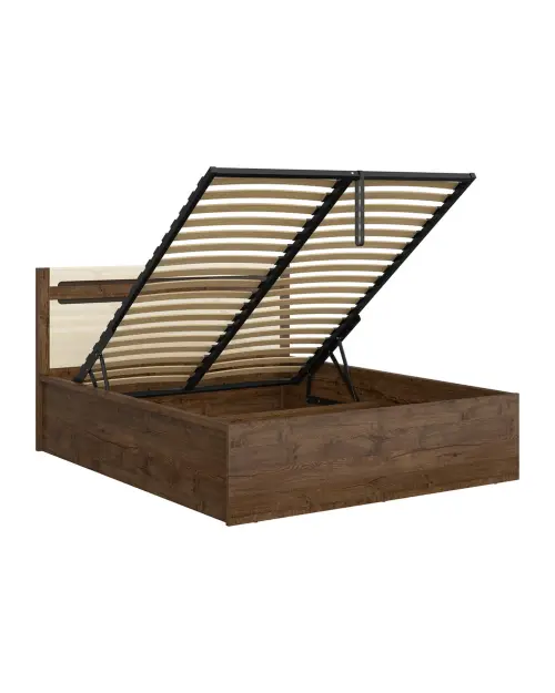 Bed Ruso 140x200 with storage and frame april oak