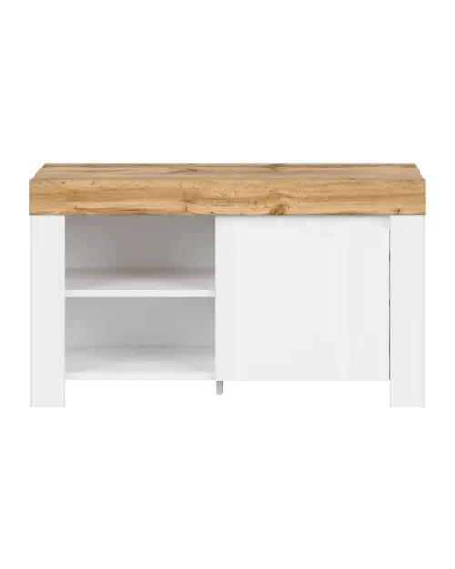 Zapatero Holten 92 cm blanco brillo/roble wotan