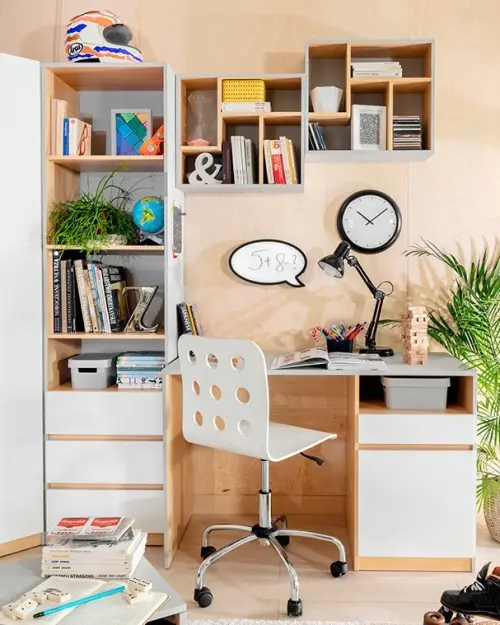 Estante de pared Nandu 56 cm gris claro/roble polaco