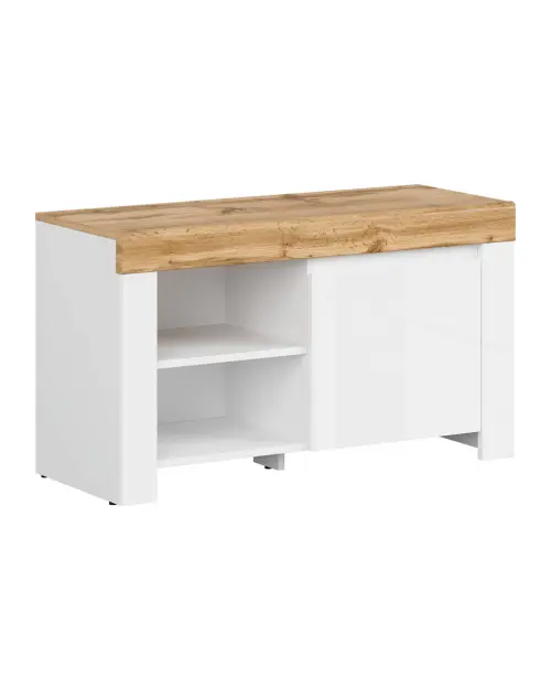 Zapatero Holten 92 cm blanco brillo/roble wotan