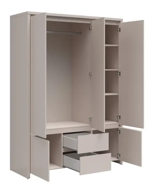 Armario de cinco puertas Kaspian 153 cm con espejo y cajones cachemira