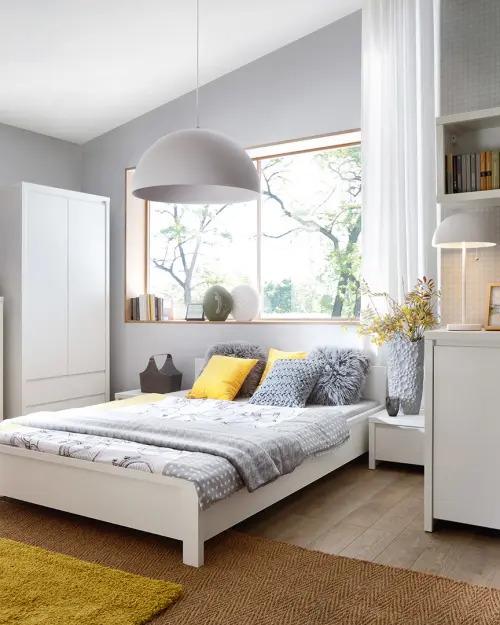 Estantería Kaspian 90 cm con 2 puertas y 2 cajones blanca