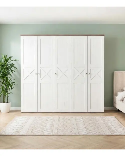 Five-door wardrobe Stockholm 243 cm andersen white pine