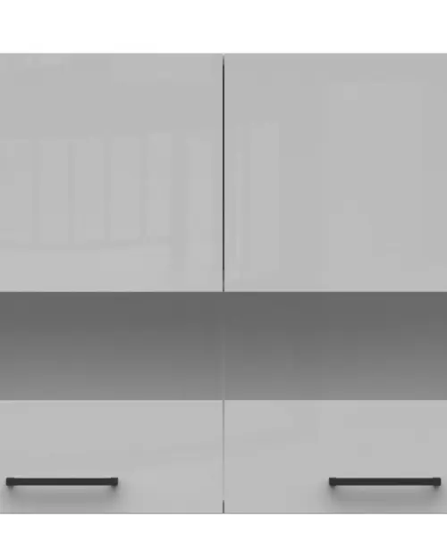 Armario de cocina superior Junona Line 80 cm de dos puertas con vitrina gris claro brillo