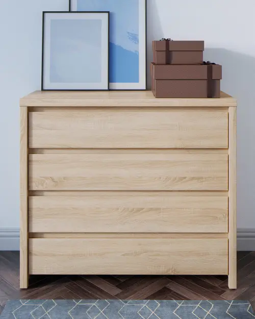 Cómoda Kaspian con 4 cajones roble sonoma