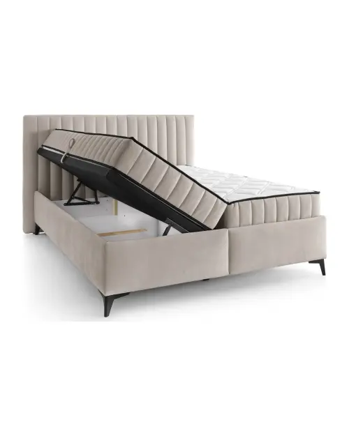 Cama continental Joy 160x200 con contenedores beige claro