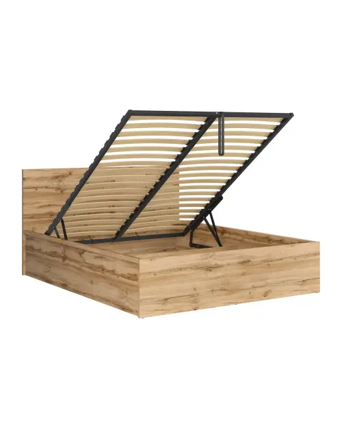 Cama Tetrix 160x200 con somier y contenedor roble wotan