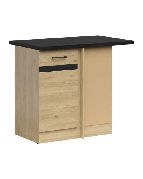 Armario de cocina inferior de esquina Junona Line derecho roble bernstein con encimera para rincón de 100x60 cm