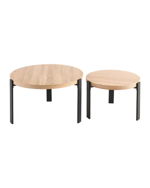 Juego de dos mesas redondas CT320 80/60 cm marrón-negro