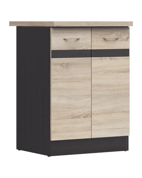 Armario de cocina inferior Junona Line 60 cm de dos puertas roble sonoma con encimera