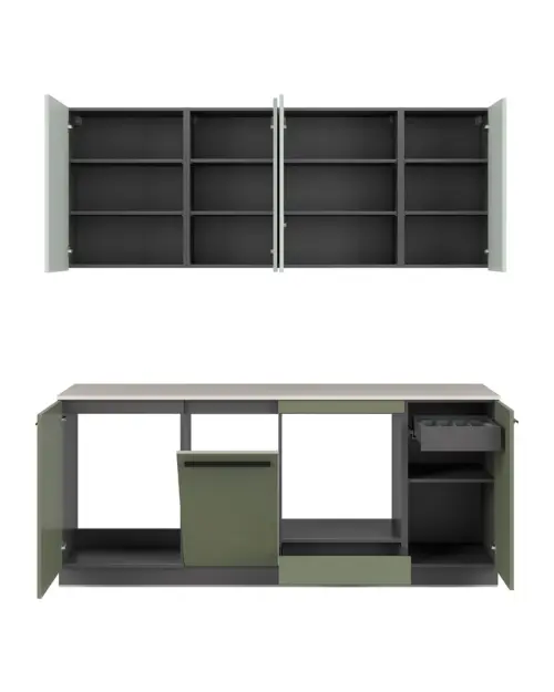 Conjunto de cocina Milino Small 210 cm verde con encimera