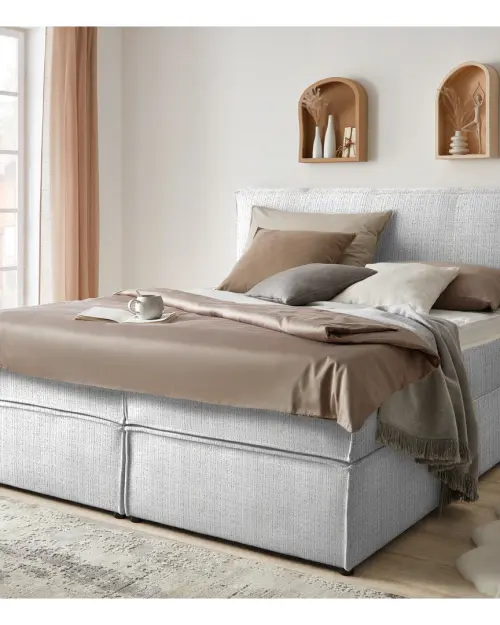 Cama continental Lion 160x200 gris chenilla