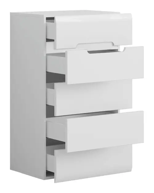 Cómoda Azteca Trio 60 cm con 5 cajones blanco brillo