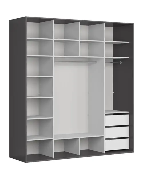 Armario de puertas correderas Flex 220 cm grafito/negro brillo