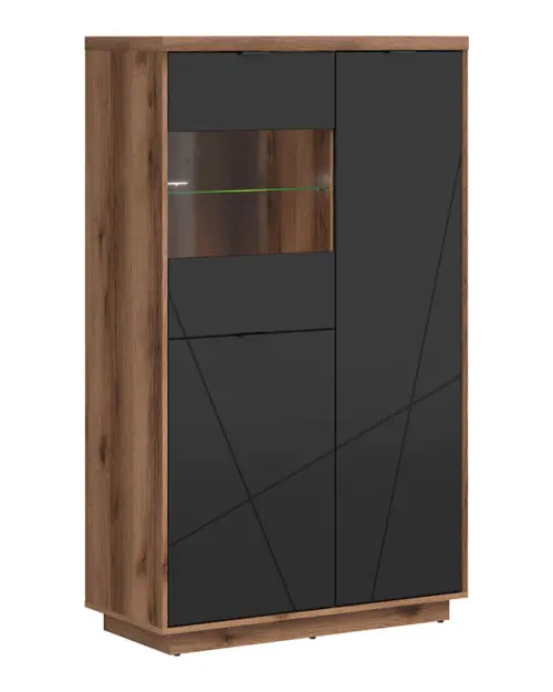 Vitrina Forn 94 cm con 3 puertas roble delano oscuro/negro mate