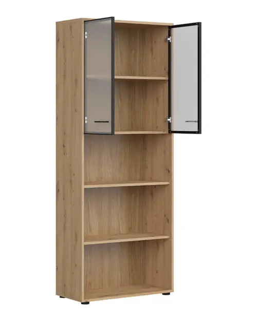 Estantería Space Office con 2 puertas y 3 estantes roble artisan