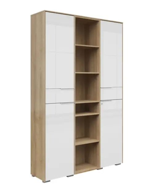 Estantería Nevada A 122 cm con 2 puertas y estantes roble riviera