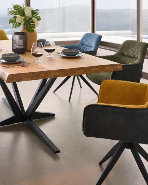 Akita upholstered swivel chair blue-black