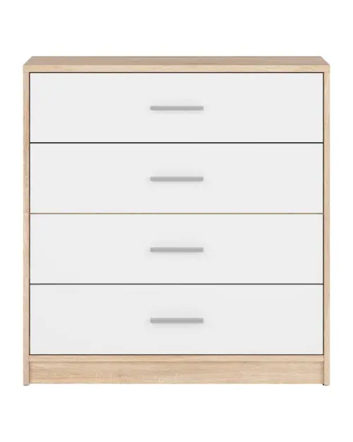 Cómoda Nepo Plus 80 cm con 4 cajones roble sonoma/blanco