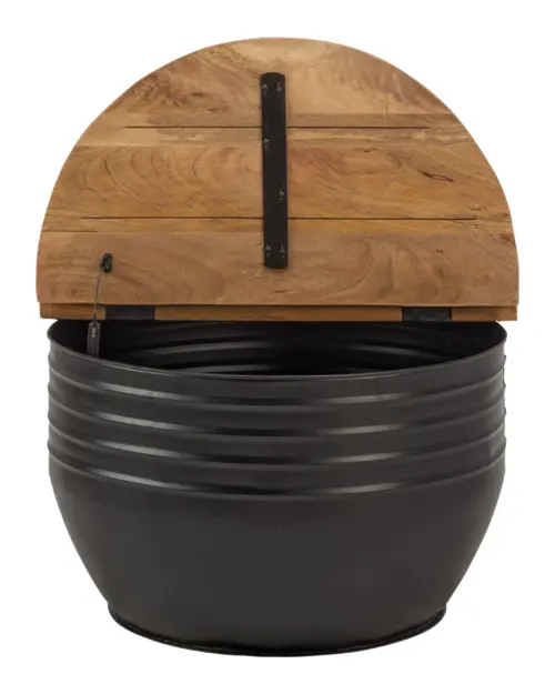 Mesa redonda Lea madera mango/negro