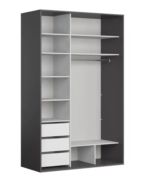 Шафа-купе Flex 150 см графіт/чорний глянець