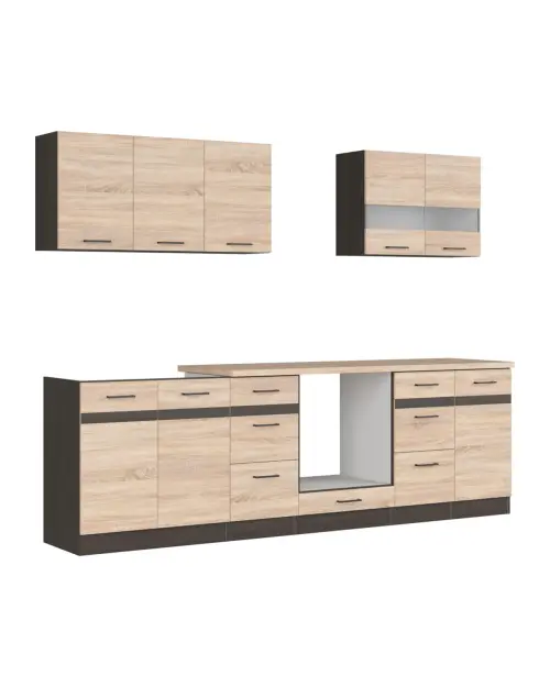 Conjunto de cocina Junona Line 260 cm roble sonoma con encimera