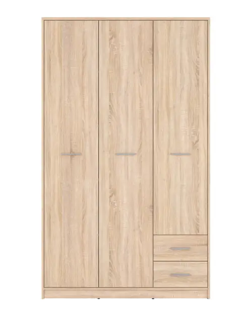 Armario de tres puertas Nepo Plus 118 cm con cajones roble sonoma