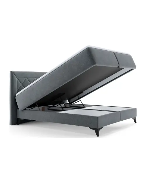 Continental bed Zalea 160x200 with storage grey