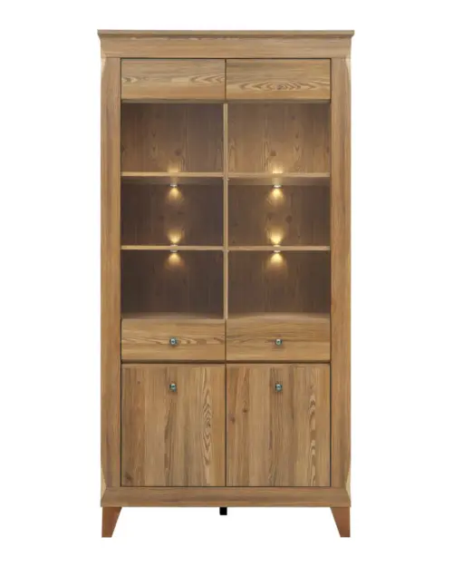 Vitrina Bergen 102 cm con 4 puertas alerce sibiu dorado
