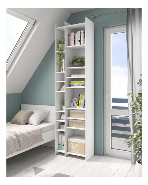 Estantería Benny 60 cm con 14 estantes blanca