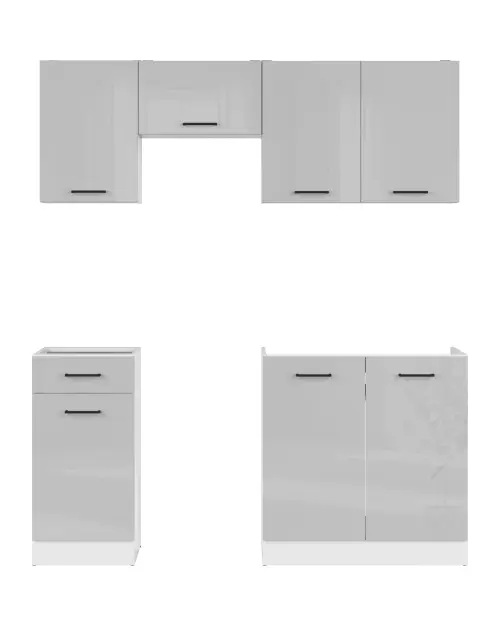Conjunto de cocina Junona Line 170 cm gris claro brillo sin encimera