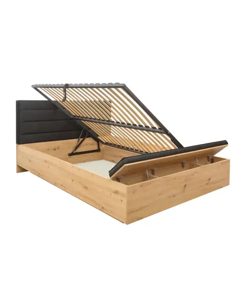 Cama Ostia 140x200 con somier y contenedor roble artisan