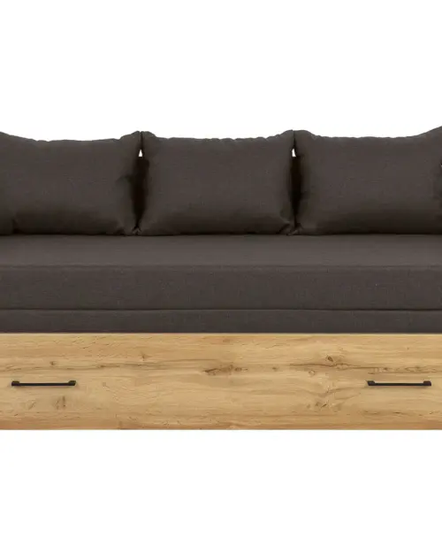 Cama extensible Tetrix roble wotan 80-160x200 con contenedor colchón y almohadas marrón