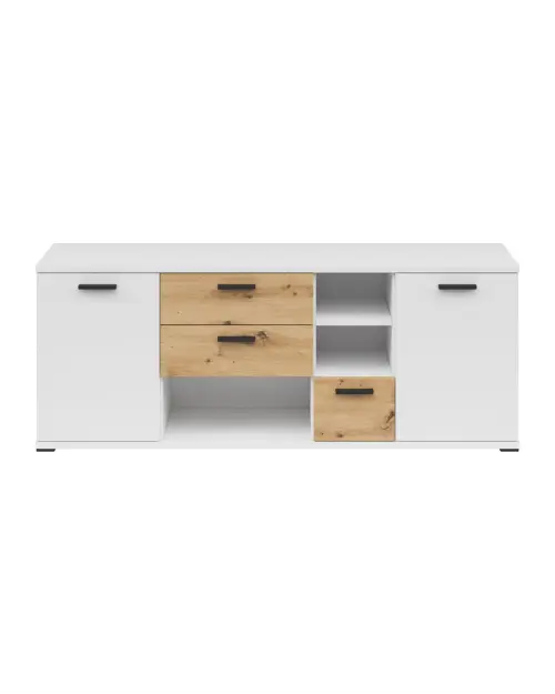 Cómoda Homeland 155 cm con 2 puertas y 3 cajones blanco/roble artisan