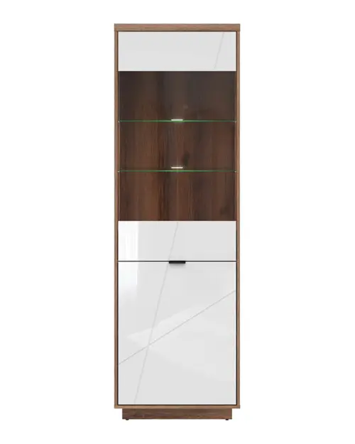 Vitrina Forn 64 cm con 2 puertas roble delano oscuro/blanco brillo