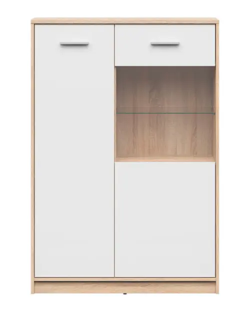 Vitrina Nepo Plus 90 cm con 2 puertas roble sonoma/blanco