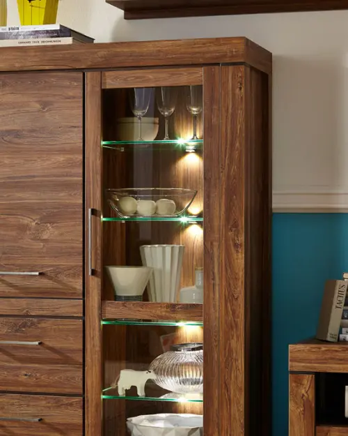 Vitrina Gent 115 cm con 2 puertas y 2 cajones roble stirling