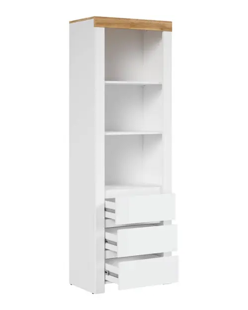 Estantería Holten 68 cm con 3 cajones y 4 estantes blanca