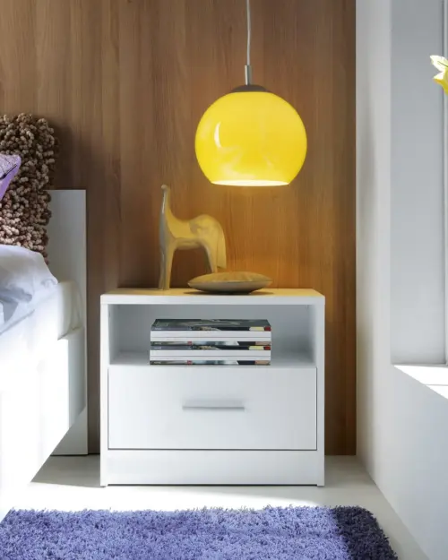 Mesita de noche Nepo Plus 49 cm con cajón blanca