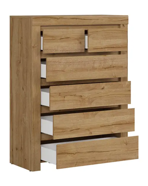 Cómoda Holten 99 cm con 6 cajones roble waterford